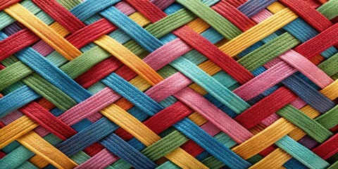 Interwoven fabric strips forming a diagonal weave, thread weave, interwoven