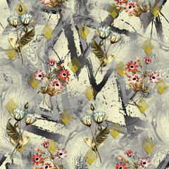 grunge background with flowers