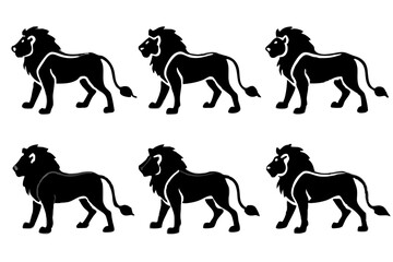 set of Lion Silhouette vector illustration