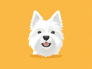 west highland white terrier dog close-up illustration on golden background