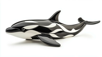 Fototapeta premium Elegant Orca Figurine: Black and White Ceramic Art