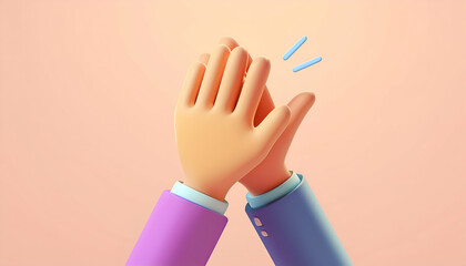3D Cartoon Hands in Clapping Gesture

