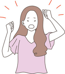 我慢できず怒る女性のイラスト素材