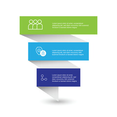 Modern infographic template. 3 step with paper style for workflow layout, business presentation and web graphic design 