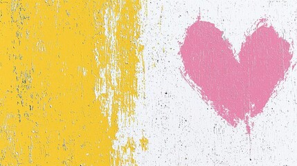 Abstract Heart Design with Yellow and White Paint Textures