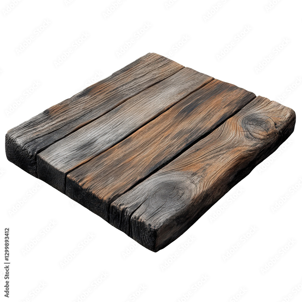 Poster elevated wood platform displaying rich textures and patterns in a rustic style