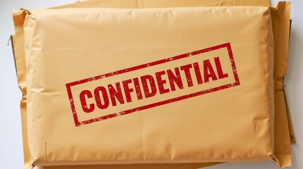 Confidential package sits on a table, giving a sense of secrecy and privacy in an office environment with natural lighting