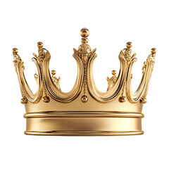 Golden crown on white and transparent background.