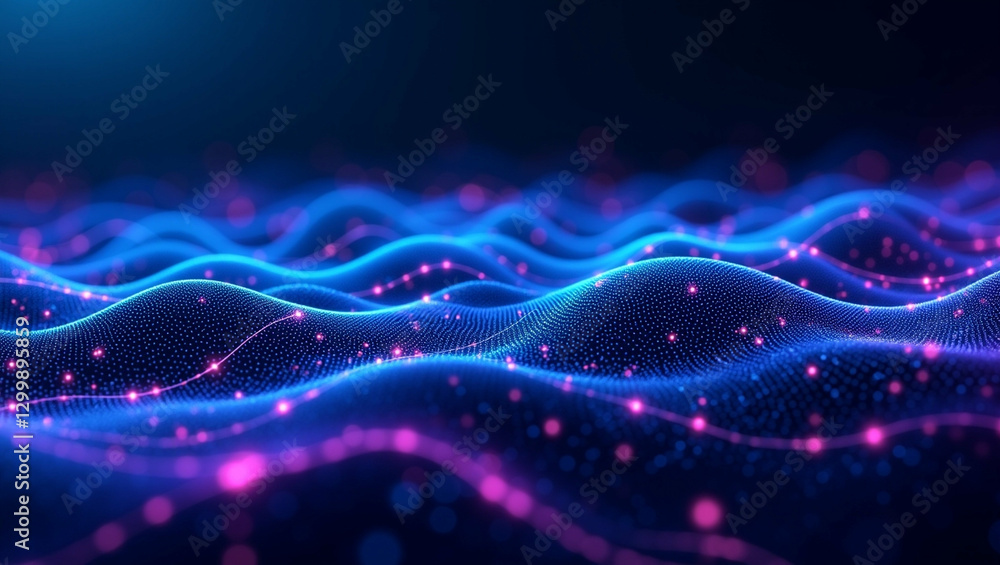 Poster abstract visualization of digital data flow and interconnected network streams