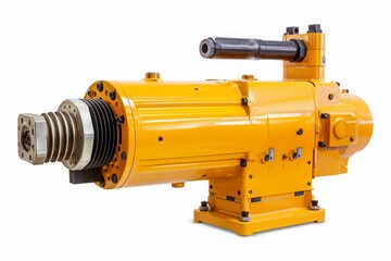 Fototapeta premium Industrial Yellow Hydraulic Pump for Heavy Machinery Operation