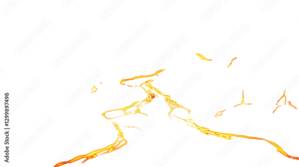 Poster abstract amber streaks design element with fractal like tendrils on plain background