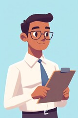 business analyst, financial reports, clipboard, analysis, flat illustration
