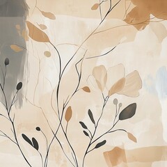 Abstract muted colors florals painting poster decoration
