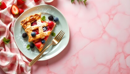 A vibrant display of fresh berries and fruit on a pink background, evoking summer and the joy of Fried Fruit Pie