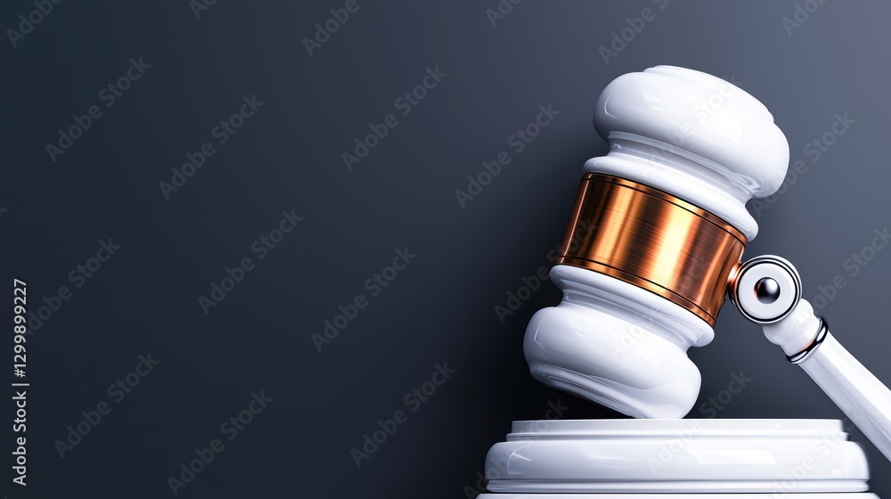 Poster intimate shot of gavel representing justice and law in artificial intelligence context