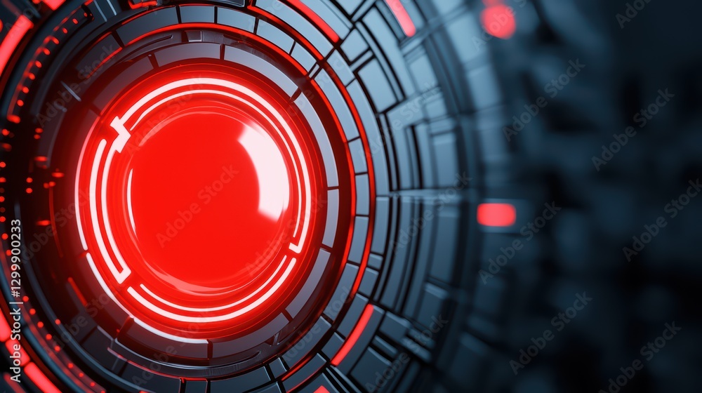 Poster abstract intimate shot of quantum computing concept with red accents and circuits
