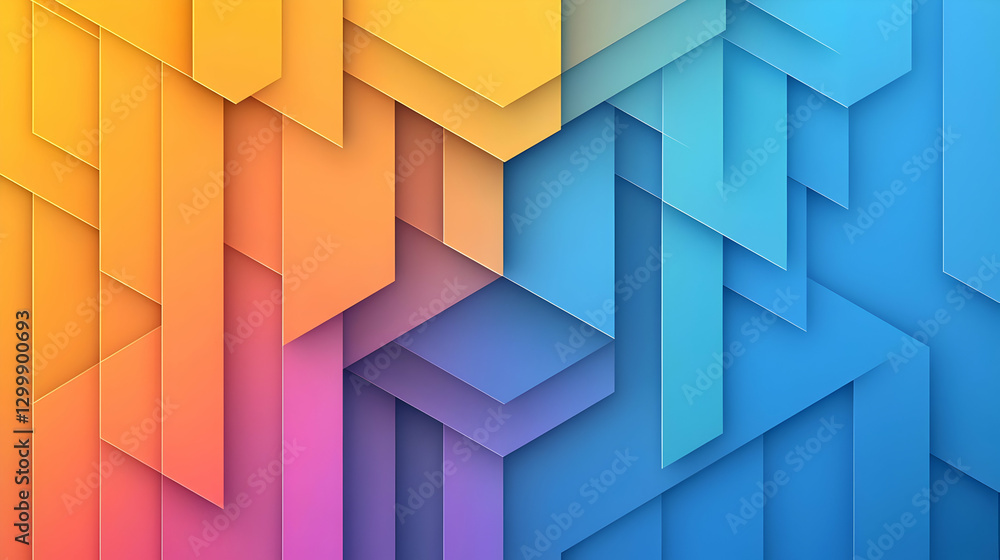 Poster abstract geometric composition with gradient color transitions and layered triangular shapes