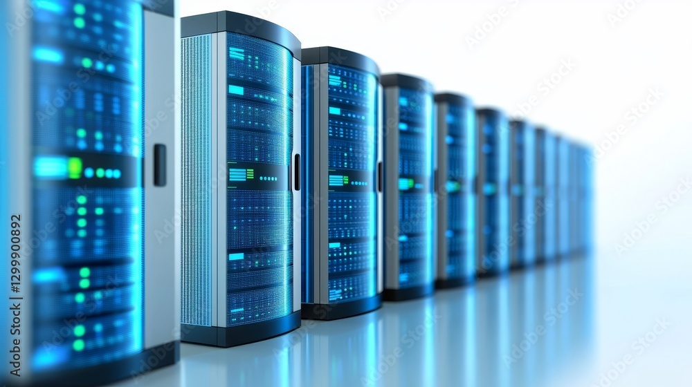 Poster powerful server technology, enhancing network connectivity and data storage in the modern center