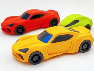 Modern toy photography featuring 3D printed car models
