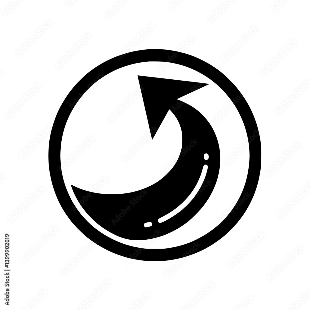 Poster black circular arrow icon representing refresh or reload action on a transparent background