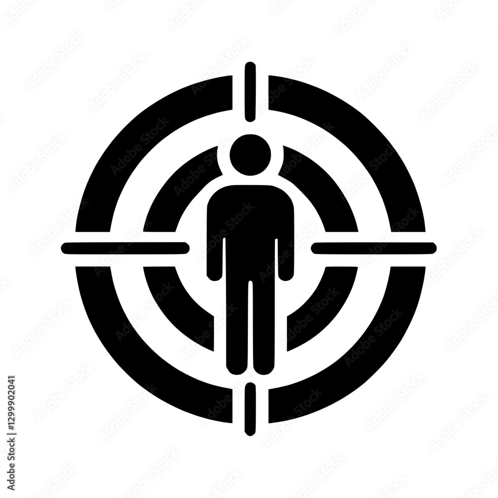 Aufkleber black icon of a human figure within a target symbolizing focus and precision on a transparent backgr