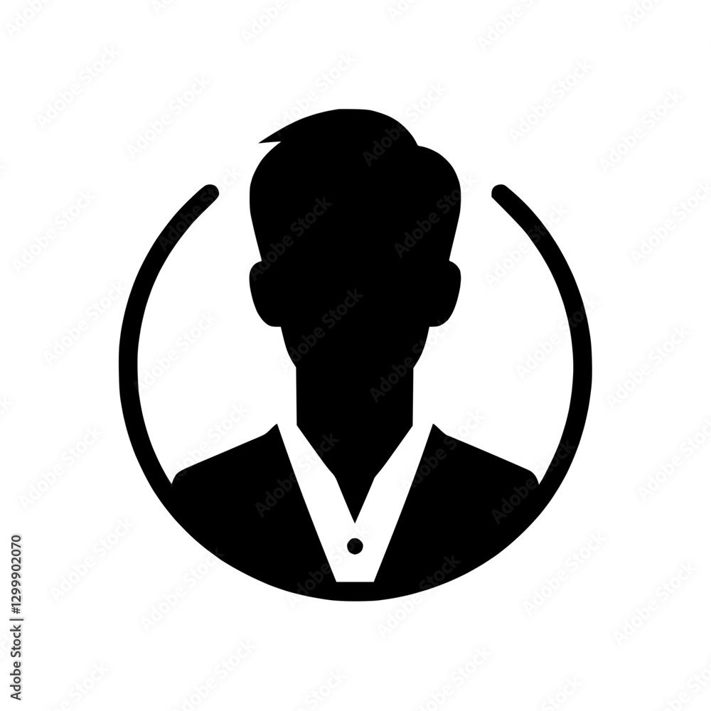 Poster black icon of a silhouette of a person inside a circle representing identity and presence on a trans