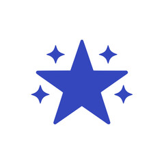 Obraz premium Blue star icon with sparkling elements representing excellence and achievement on a transparent background