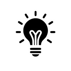 Fototapeta premium Black light bulb icon symbolizing ideas and innovation on a transparent background