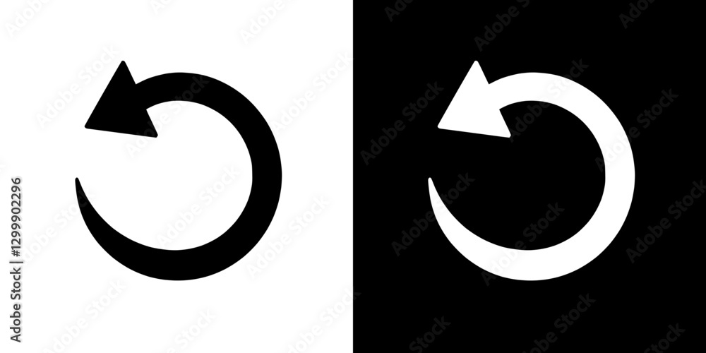 Poster black and white circular arrow icon representing refresh or reload action