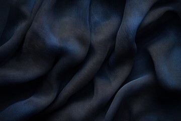 Fototapeta premium Elegant Dark Blue Fabric Texture with Soft Drapes and Waves