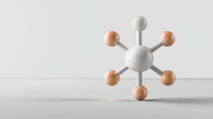 Obraz premium Detailed 3d render of a white molecule with orange spheres, scientific visualization for research and education
