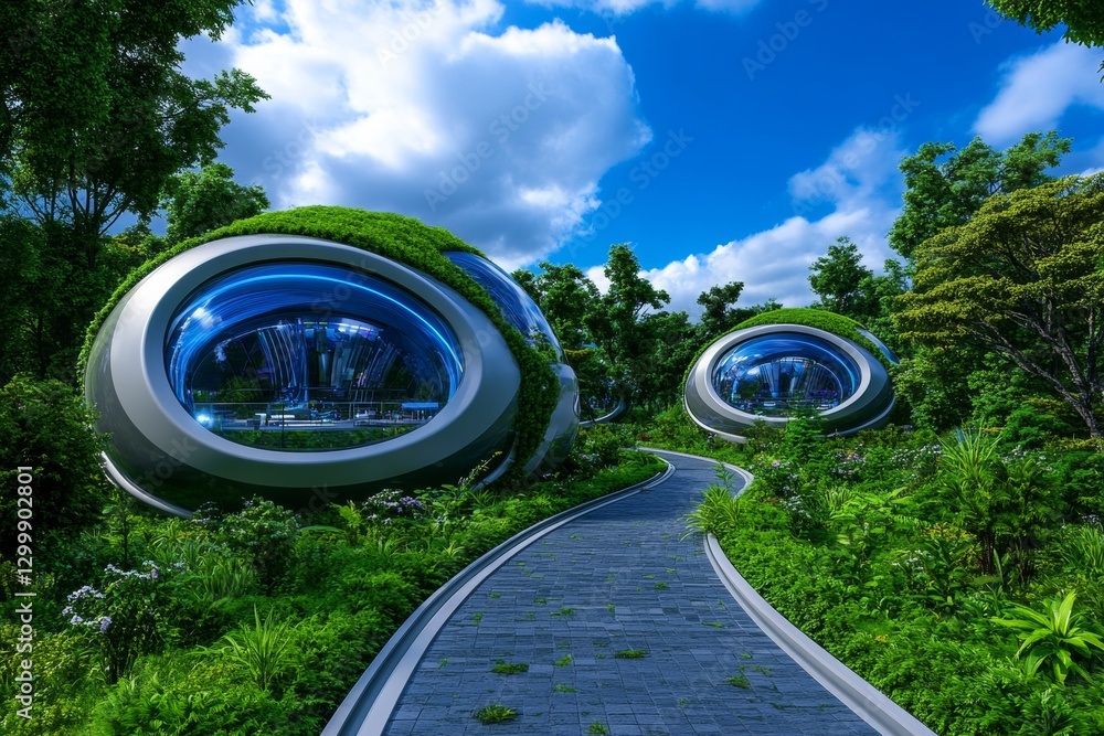 Poster A futuristic city built with earthquake-resistant floating structures, glowing with advanced technology