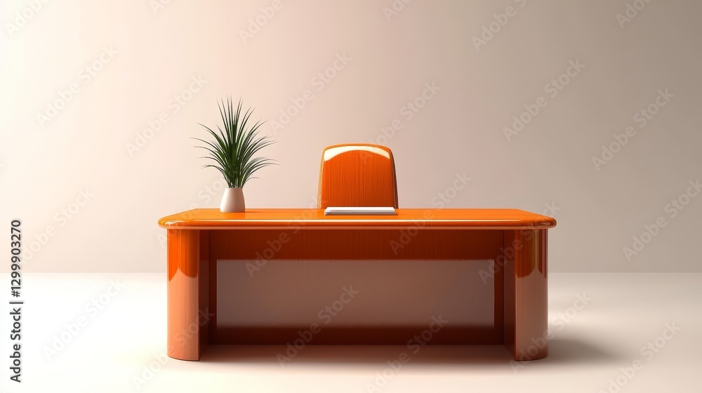 Poster modern desk setup with a touch of greenery, enhance productivity and style in your workspace