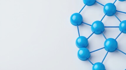 Fototapeta premium Selective Focus Networking Strategies with Blue Connecting Nodes on White Background
