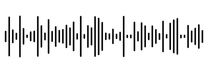 Black Audio technology, music sound waves vector icon illustration. Podcast soundwave line of voice. Record music player. Mobile talk track. Message sound wave. Social network speech audio. eps 888.