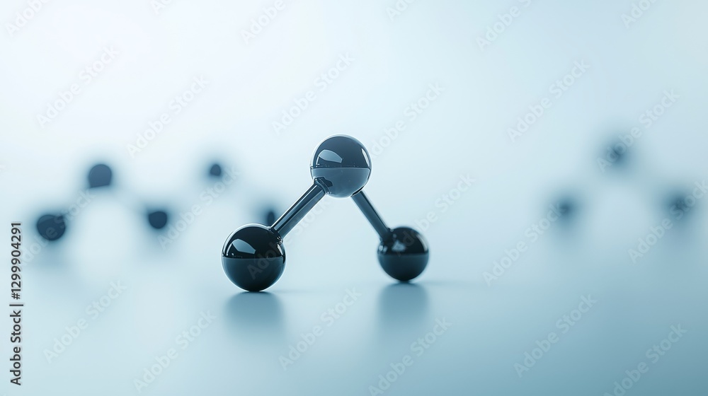 Aufkleber a stylized three-dimensional representation of a molecule or network node against a soft, blurred ba