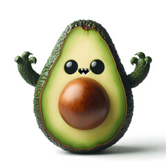 Avocado monster in white background