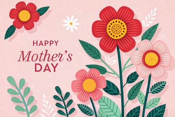 Mother's Day Card with Elegant Floral Design on a Pink Background