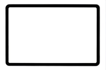 Black Rectangular Frame with Glossy Finish on White Background, Modern and Minimalist Design with Curved Edges