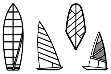 set of Windsurfing Silhouette vector illustration