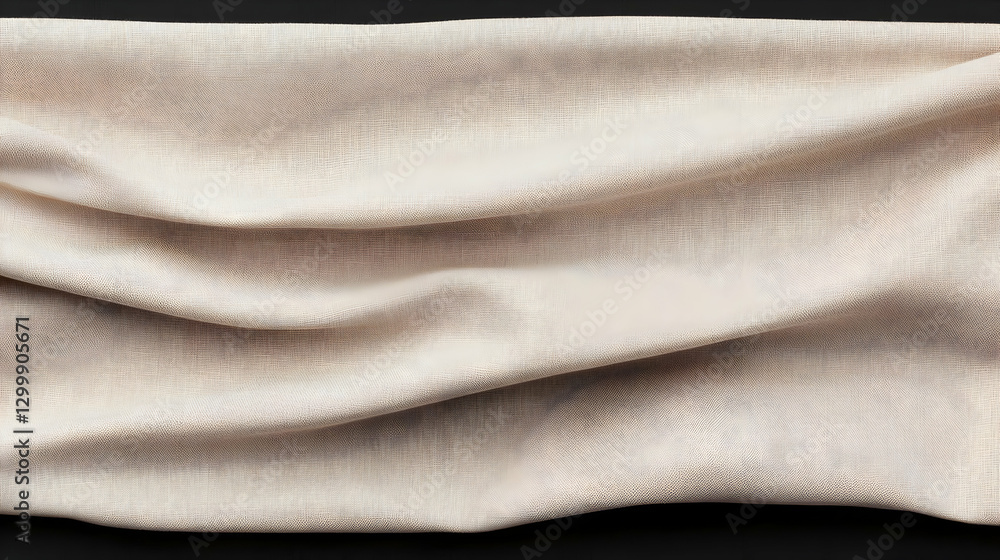 Poster abstract three dimensional wavy fabric with detailed texture and subtle gradient lighting against bl