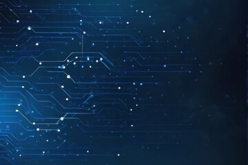 Abstract Futuristic Circuit Board Background in Dark Blue with Depth and Networklike Design