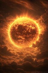 Majestic Sun: A Celestial Symphony of Light and Energy Illuminating the Horizon