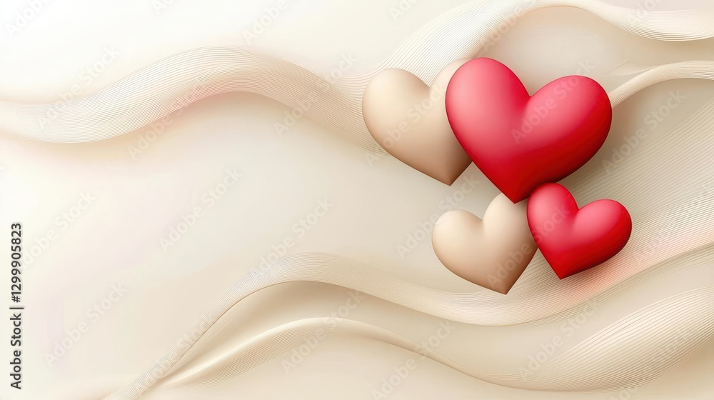 Aufkleber two heart shapes intertwined forming a heart on a plain white background for romantic themes