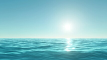 Obraz premium Radiant sun over the endless ocean, a breathtaking seascape