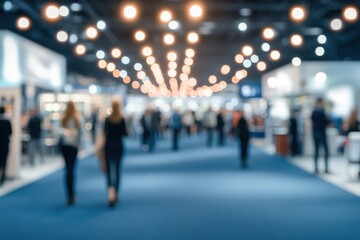 Blurred Crowd Walking Through a Convention Center