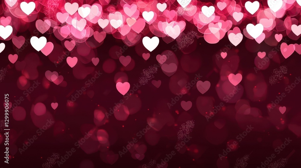 Poster Valentine background with multiple colorful hearts and a soft pink gradient design
