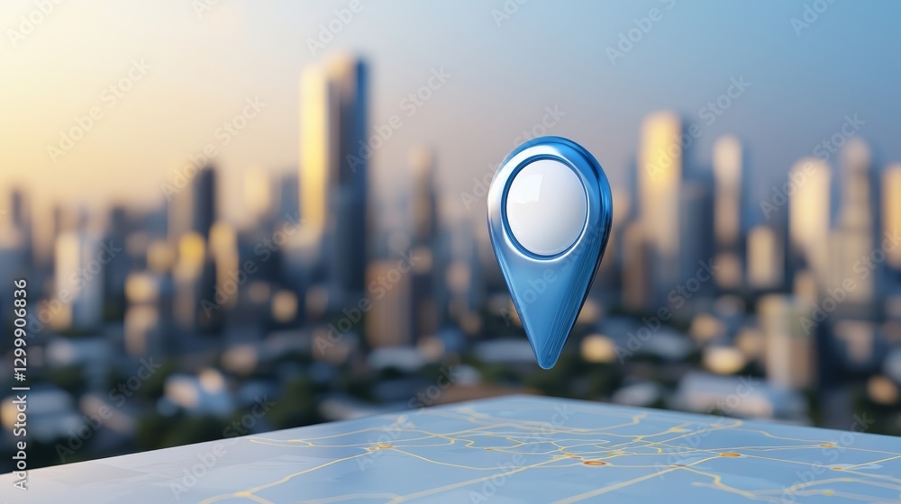 Poster detailed map location pinpointed with blue marker for precise navigation and travel planning