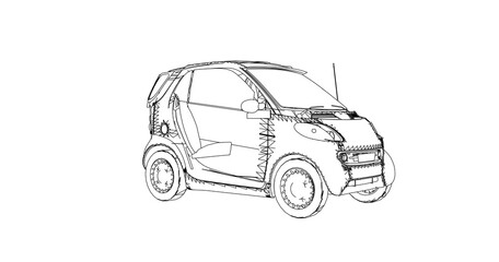 car hand drawing and sketch black and white.