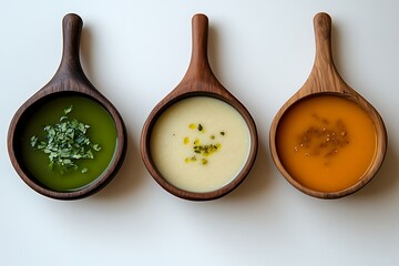 Three Exquisite Wooden Soup Bowls